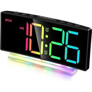 Extra Loud Alarm Clock for Heavy Sleepers LED Display Color Night Light